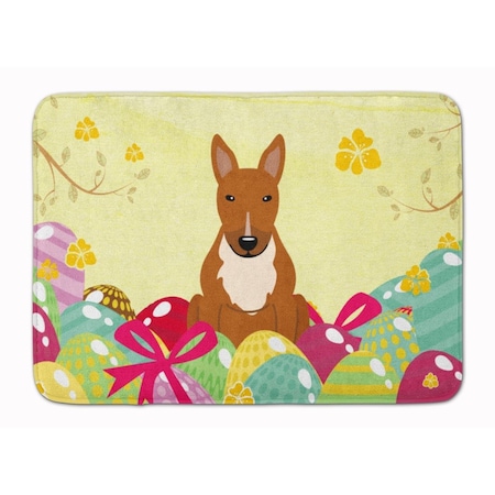 Carolines Treasures Easter Eggs Bull Terrier Red Machine Washable Memory Foam Mat BB6134RUG